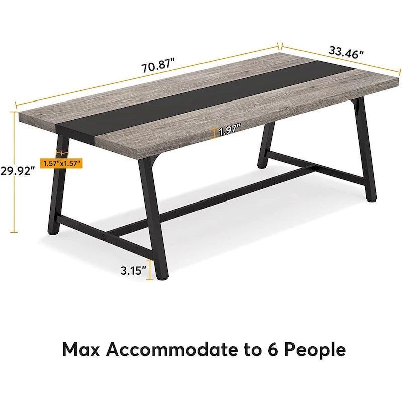 Table de conférence rectangulaire de 1,80 m, table de réunion de 180 cm pour 6 à 8 personnes