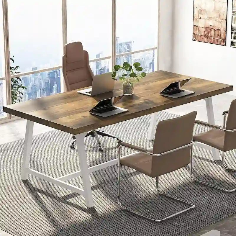 Table de conférence rectangulaire de 1,80 m, table de réunion de 180 cm pour 6 à 8 personnes