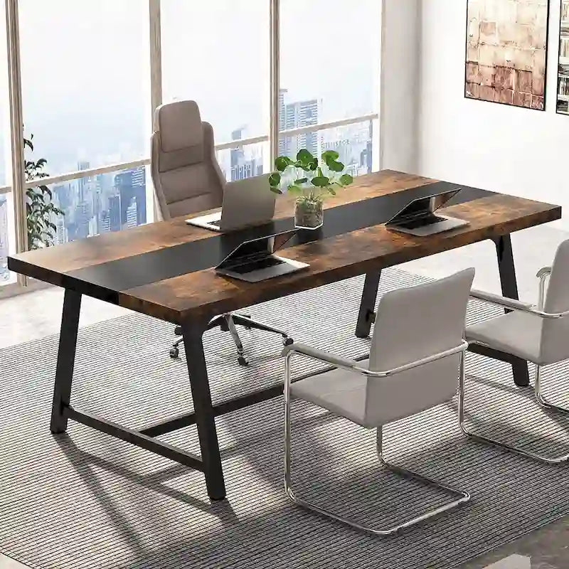 Table de conférence rectangulaire de 1,80 m, table de réunion de 180 cm pour 6 à 8 personnes