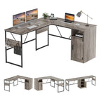 60 L Shaped Desk with Storage Cabinet Office Computer Desk