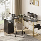 60 L Shaped Desk with Storage Cabinet Office Computer Desk