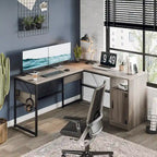 60 L Shaped Desk with Storage Cabinet Office Computer Desk