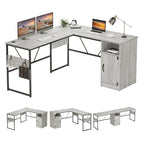 60 L Shaped Desk with Storage Cabinet Office Computer Desk