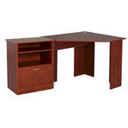 Bureau informatique HOMCOM avec armoire pour imprimante, bureau d'angle en L avec rangements, poste de travail PC pour bureau à domicile