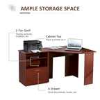 Bureau informatique HOMCOM avec armoire pour imprimante, bureau d'angle en L avec rangements, poste de travail PC pour bureau à domicile