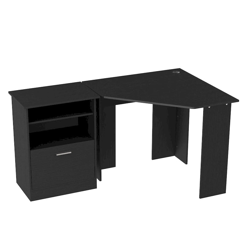Bureau informatique HOMCOM avec armoire pour imprimante, bureau d'angle en L avec rangements, poste de travail PC pour bureau à domicile