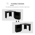 Bureau informatique HOMCOM avec armoire pour imprimante, bureau d'angle en L avec rangements, poste de travail PC pour bureau à domicile