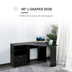 Bureau informatique HOMCOM avec armoire pour imprimante, bureau d'angle en L avec rangements, poste de travail PC pour bureau à domicile