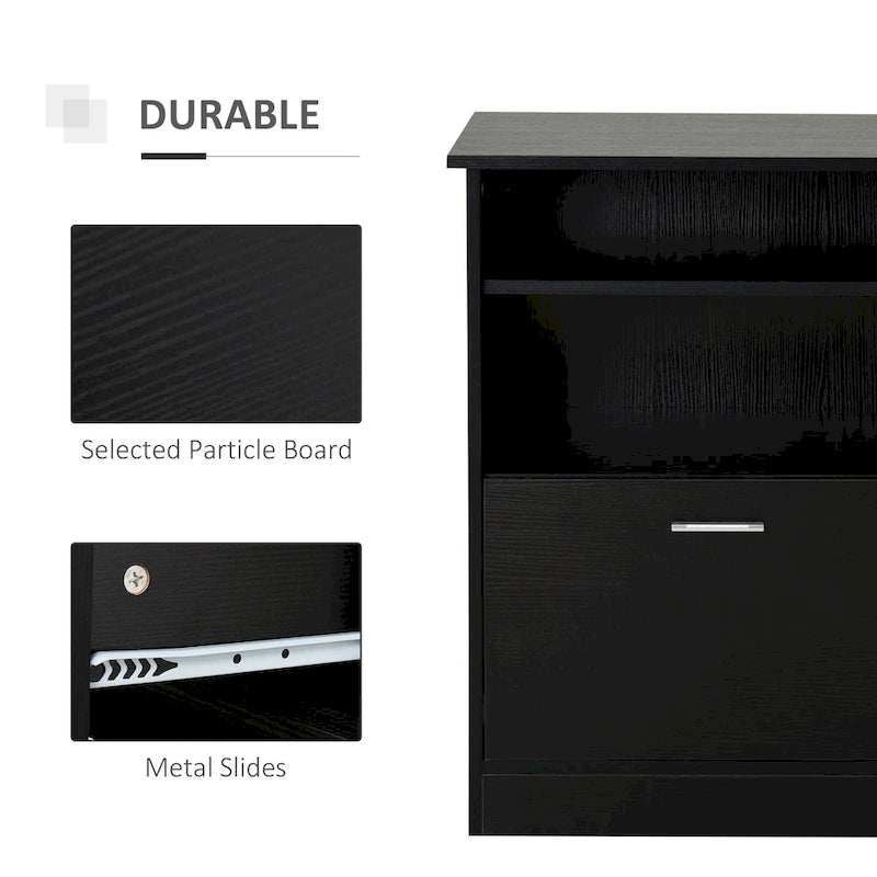 Bureau informatique HOMCOM avec armoire pour imprimante, bureau d'angle en L avec rangements, poste de travail PC pour bureau à domicile