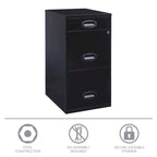 Classeur métallique à 3 tiroirs de 45,7 cm de profondeur Space Solutions avec tiroir à crayons, noir