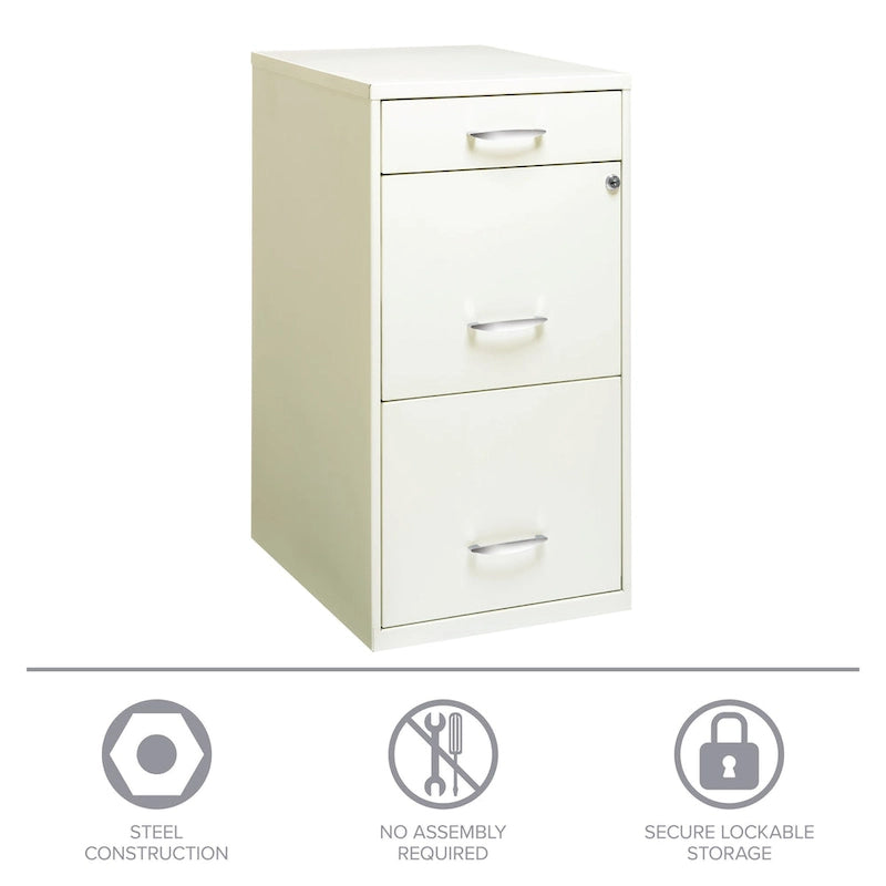 Space Solutions 18 Deep 3 -drawer Organizer File Cabinet, Off-White