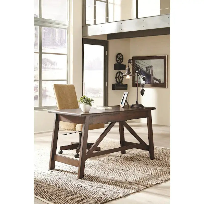 Baldridge Rustic Brown Home Office Large Leg Desk