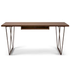 WYNDENHALL Travis SOLID WOOD Modern Industrial 66 inch Wide Writing Office Desk in Natural Aged Brown