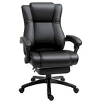 Vinsetto Executive Home Office Chair Padded High Back PU Leather Recliner with Retractable Footrest, Adjustable Height, Black