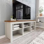 Meuble TV Flash Furniture pour téléviseurs jusqu'à 80 pouces avec 6 compartiments de rangement ouverts en blanc/noyer