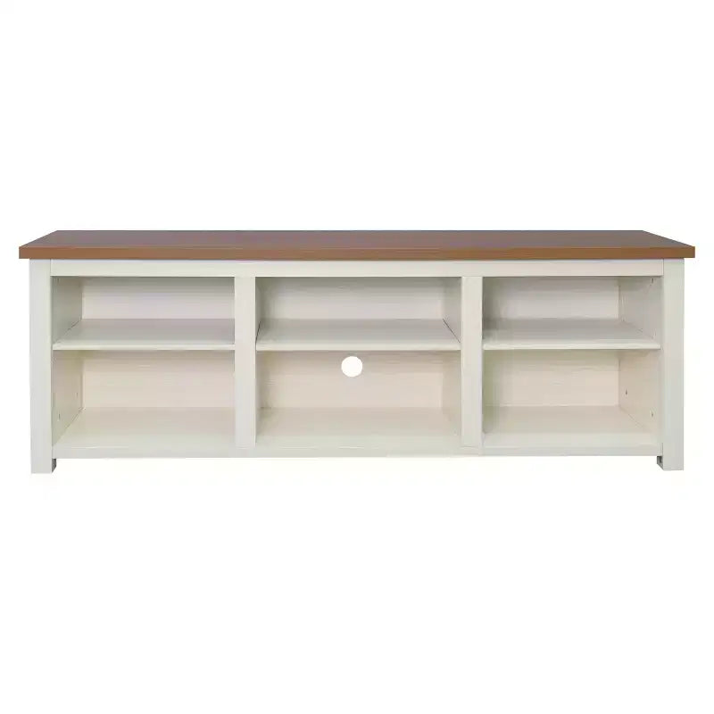 Meuble TV Flash Furniture pour téléviseurs jusqu'à 80 pouces avec 6 compartiments de rangement ouverts en blanc/noyer