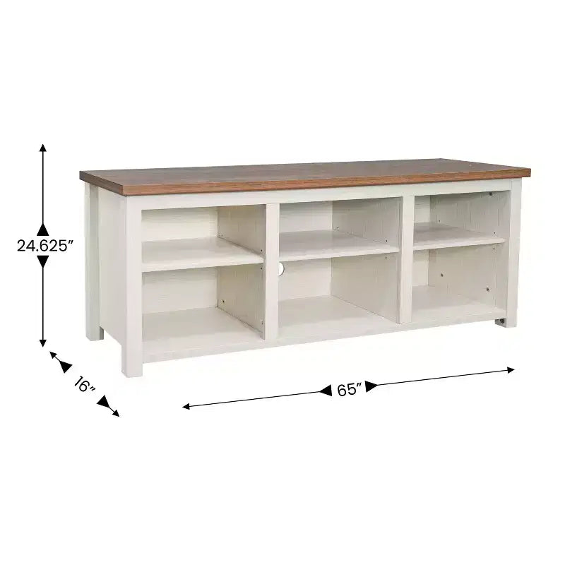 Meuble TV Flash Furniture pour téléviseurs jusqu'à 80 pouces avec 6 compartiments de rangement ouverts en blanc/noyer
