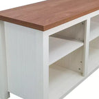Meuble TV Flash Furniture pour téléviseurs jusqu'à 80 pouces avec 6 compartiments de rangement ouverts en blanc/noyer