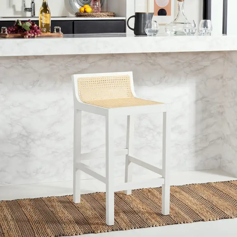 Natural Cane Low Back Counter Stool
