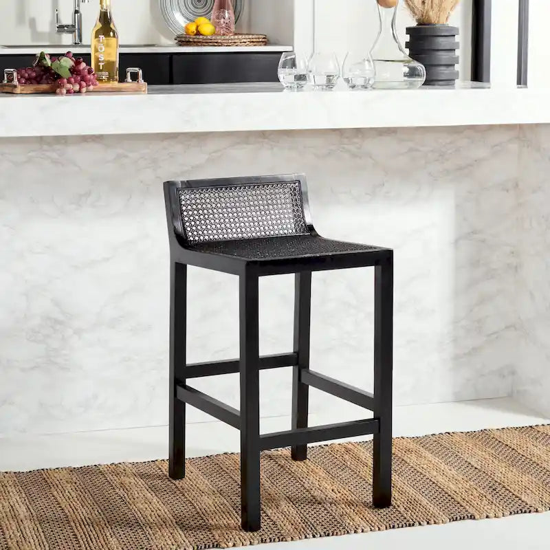 Natural Cane Low Back Counter Stool