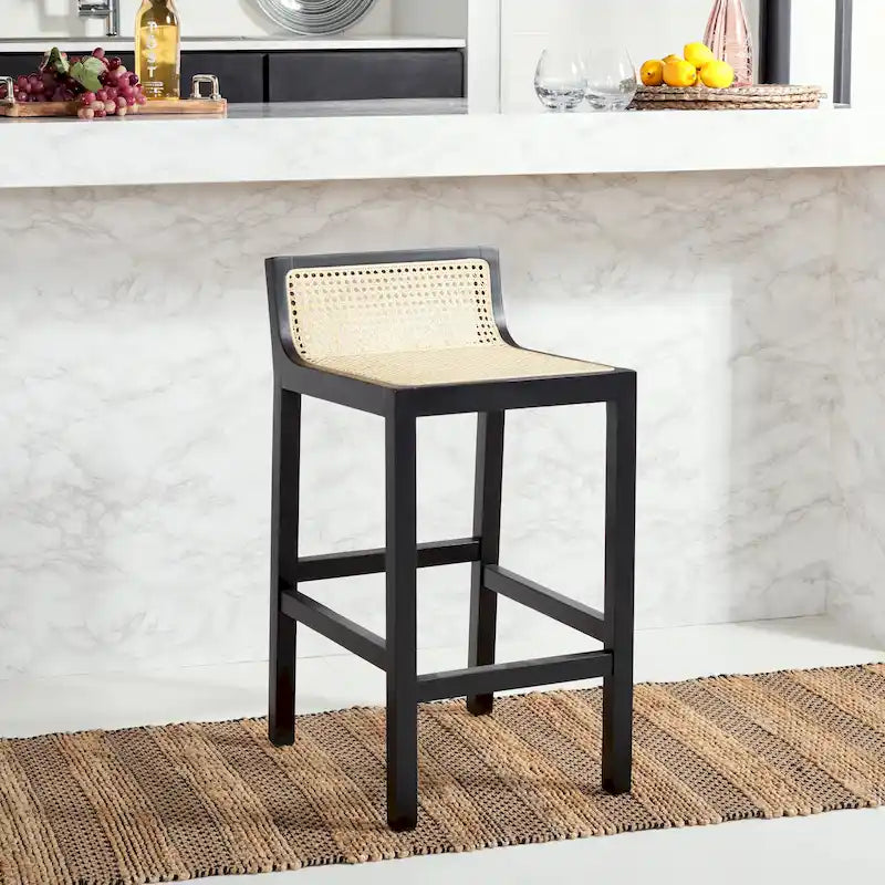 Natural Cane Low Back Counter Stool