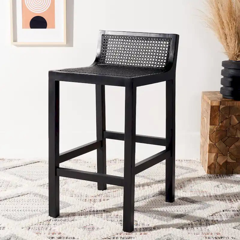 Natural Cane Low Back Counter Stool