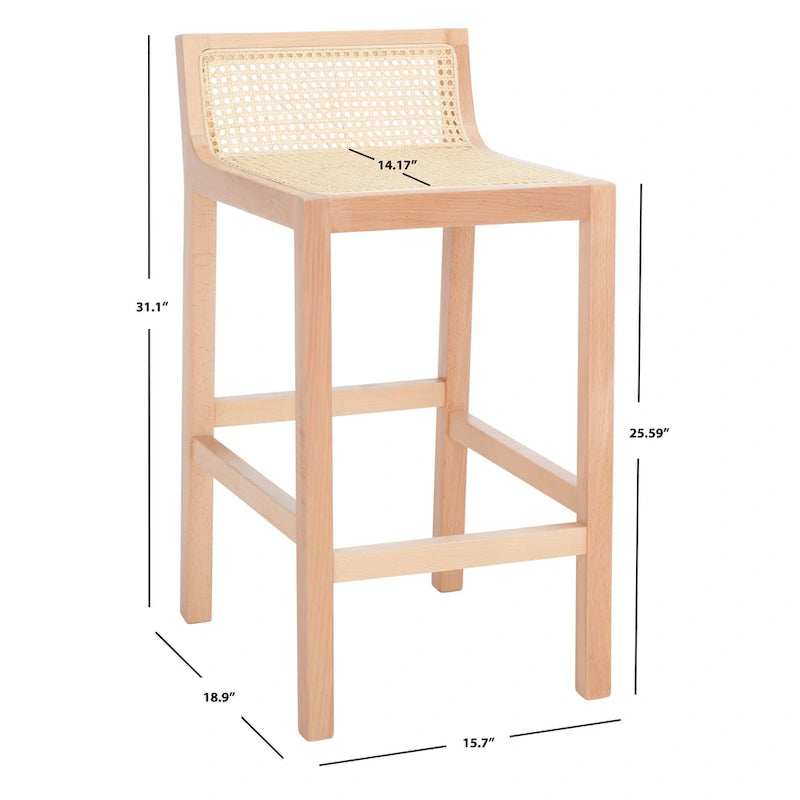 Natural Cane Low Back Counter Stool