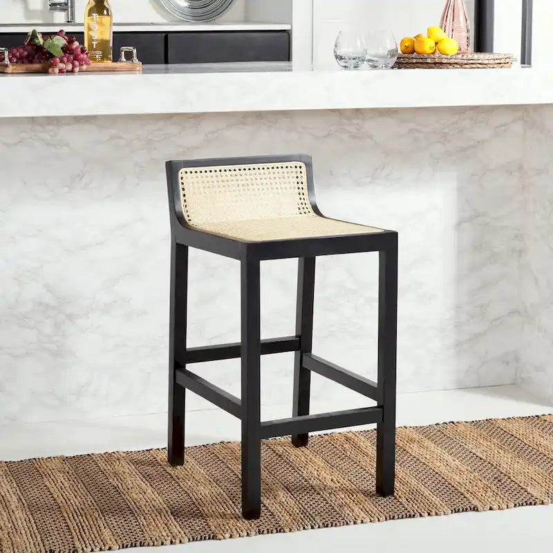 Natural Cane Low Back Counter Stool
