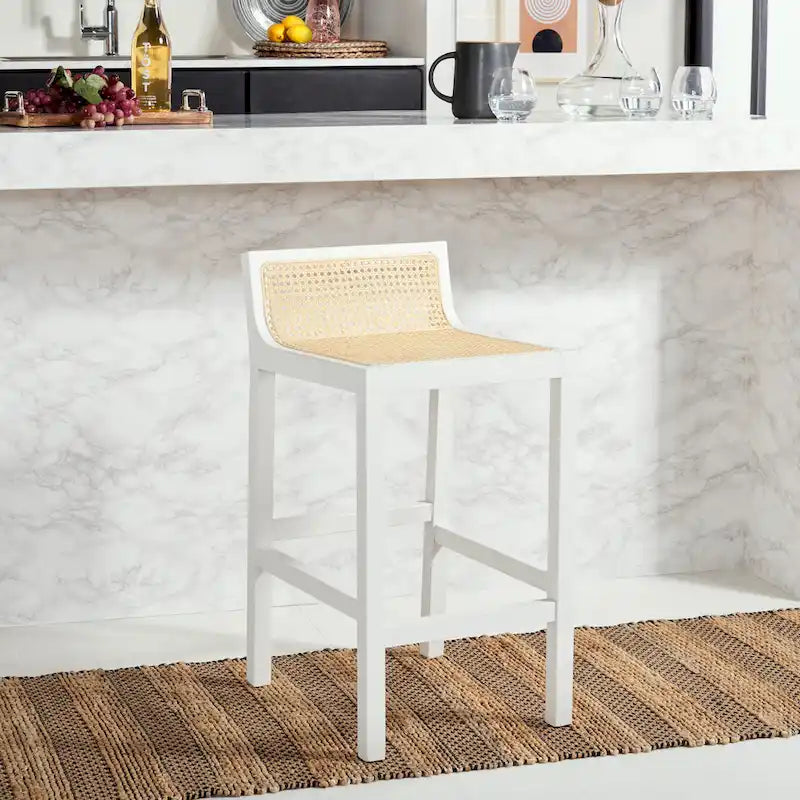 Natural Cane Low Back Counter Stool