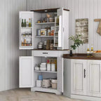 HOMCOM Armoire de cuisine haute, Meuble de rangement de style ferme avec portes coulissantes, 6 étagères de porte, tiroir, étagères réglables, Armoire sur pied