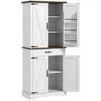 HOMCOM Armoire de cuisine haute, Meuble de rangement de style ferme avec portes coulissantes, 6 étagères de porte, tiroir, étagères réglables, Armoire sur pied