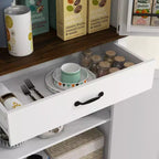 HOMCOM Armoire de cuisine haute, Meuble de rangement de style ferme avec portes coulissantes, 6 étagères de porte, tiroir, étagères réglables, Armoire sur pied