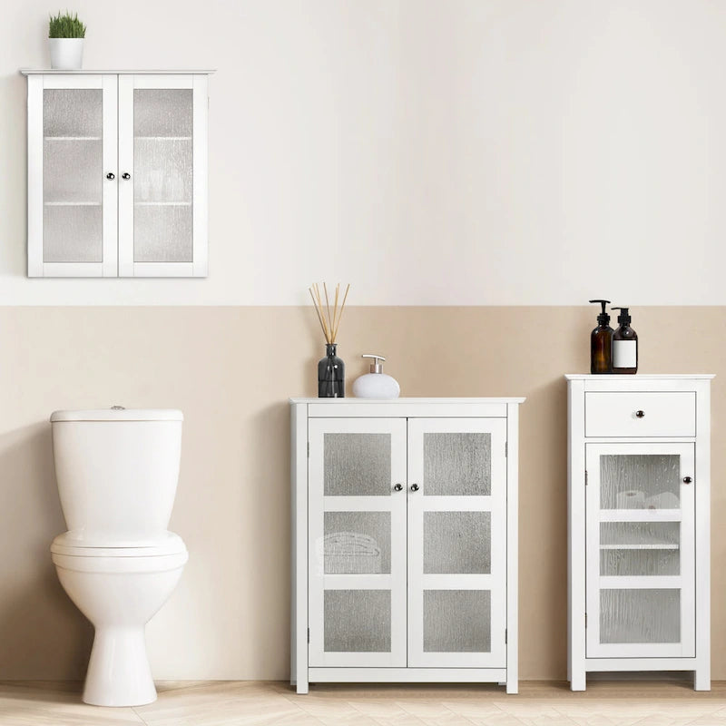 Teamson Home Connor Floor Accent Cabinet with Water-Textured Glass