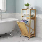 Evideco French Home Goods Tilt-Out Laundry Linen Hamper Cabinet Bamboo Brown