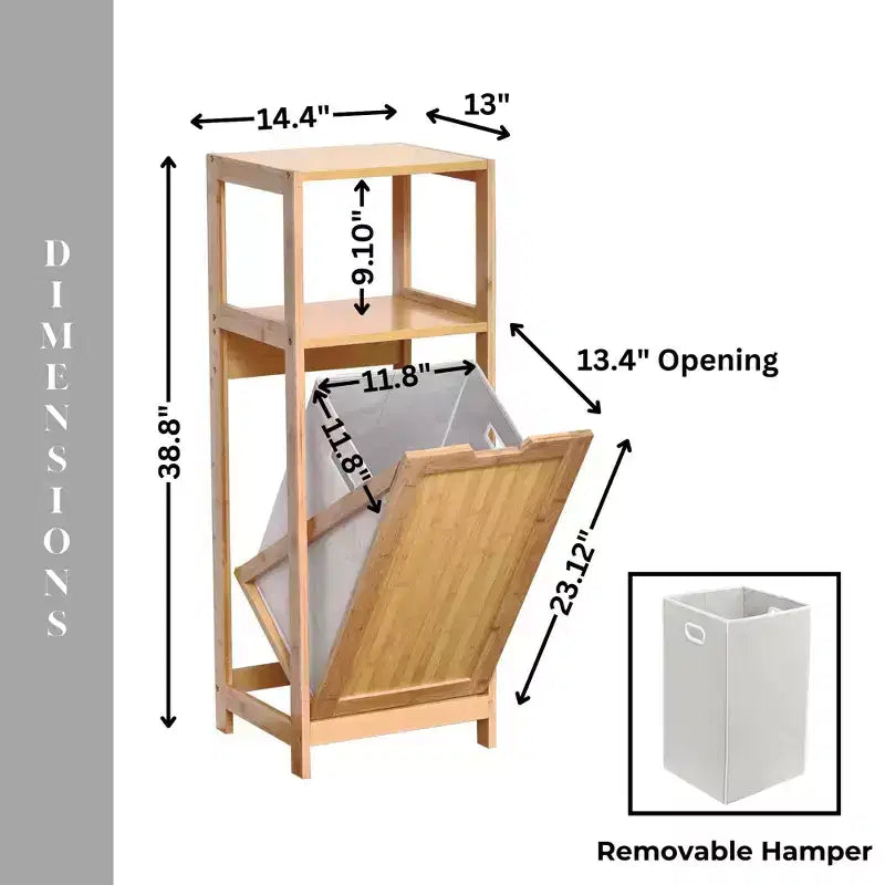 Evideco Meuble à Linge Basculant Panier à Linge Armoire Bambou Marron