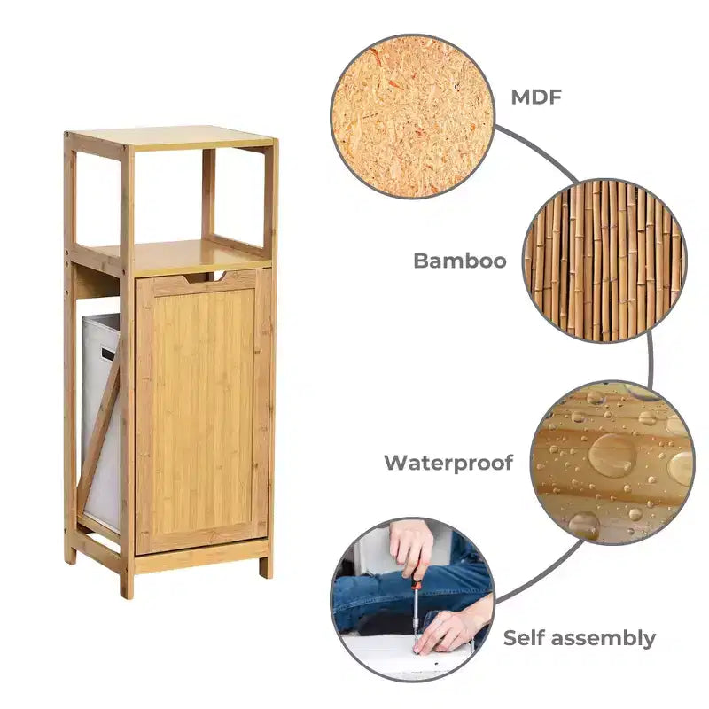 Evideco Meuble à Linge Basculant Panier à Linge Armoire Bambou Marron