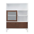 Teamson Home Tyler Modern Wooden Floor Storage Cabinet, Walnut and White