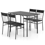 Costway Ensemble de 5 pièces de table de salle à manger pour 4 personnes, table de cuisine rectangulaire et 4 chaises avec cadre en métal gris ciment/noir