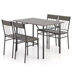 Costway Ensemble de 5 pièces de table de salle à manger pour 4 personnes, table de cuisine rectangulaire et 4 chaises avec cadre en métal gris ciment/noir
