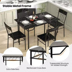 Costway Ensemble de 5 pièces de table de salle à manger pour 4 personnes, table de cuisine rectangulaire et 4 chaises avec cadre en métal gris ciment/noir