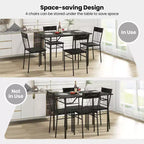 Costway Ensemble de 5 pièces de table de salle à manger pour 4 personnes, table de cuisine rectangulaire et 4 chaises avec cadre en métal gris ciment/noir