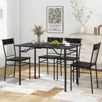 Costway 5PCS Dining Table Set for 4 Rectangular Kitchen Table & 4 Chairs with Metal Frame Cement Gray/Black