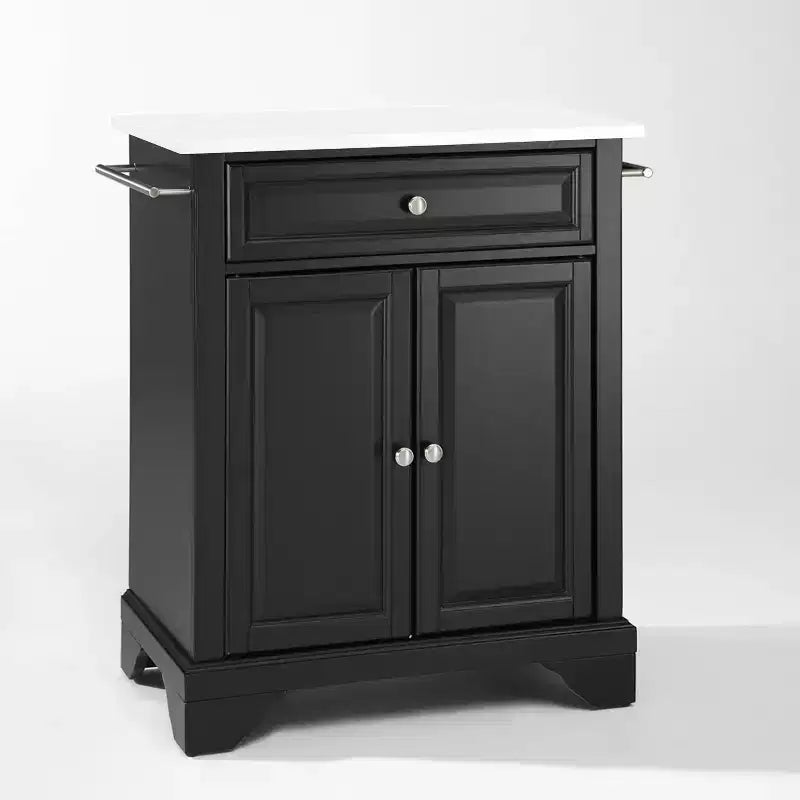 Lafayette Stone Top Portable Kitchen Island/Cart - Crosley: Granite Countertop, Adjustable Shelf, Towel Bar(s)