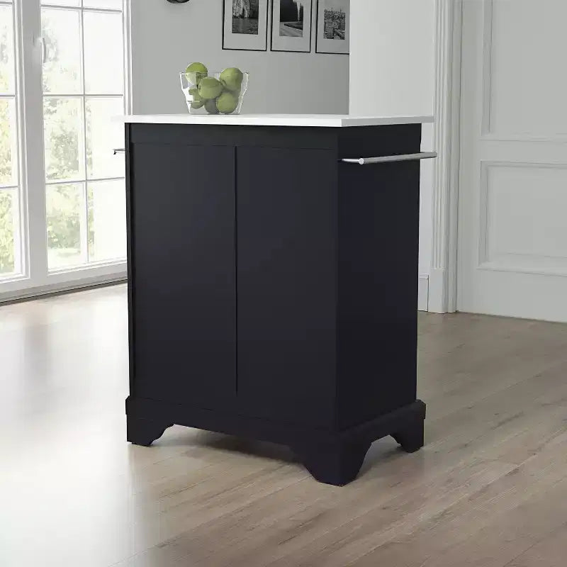 Îlot de cuisine/Chariot portable Lafayette avec plateau en pierre - Crosley : Plan de travail en granit, Étagère réglable, Porte-serviettes