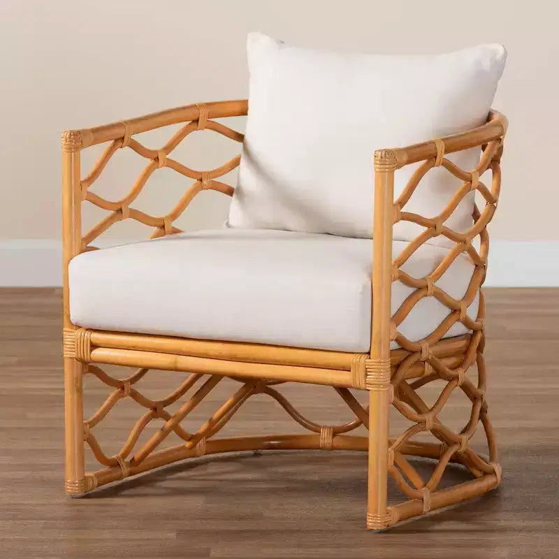 Fauteuil en rotin miel clair bali & pari Acelynn Bohemian