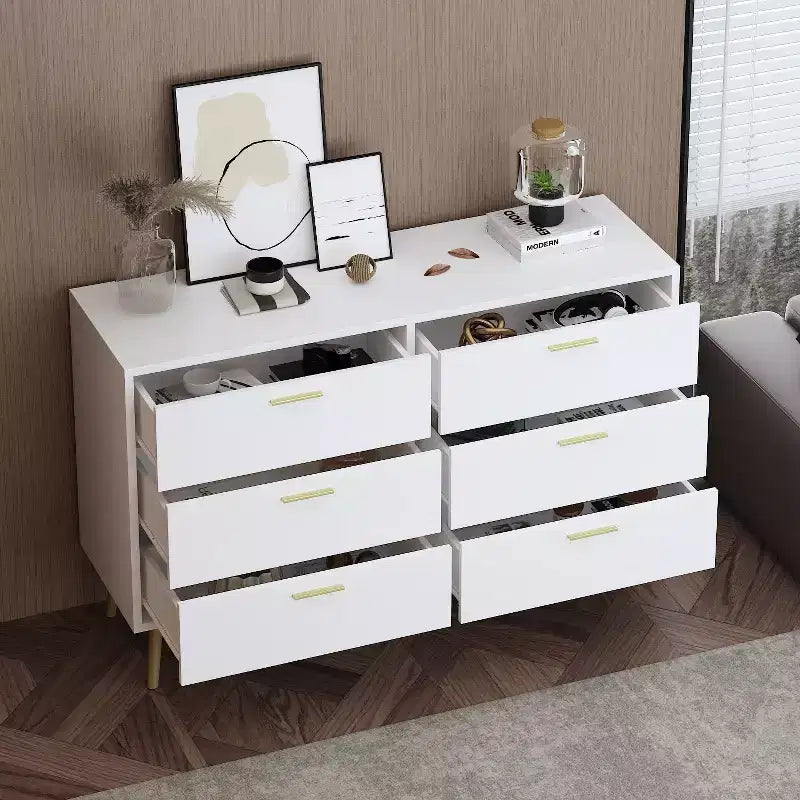 Commode moderne Famapy avec 6 tiroirs, unité de rangement élégante, pour la chambre et le salon