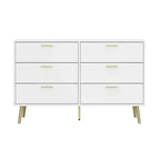Commode moderne Famapy avec 6 tiroirs, unité de rangement élégante, pour la chambre et le salon