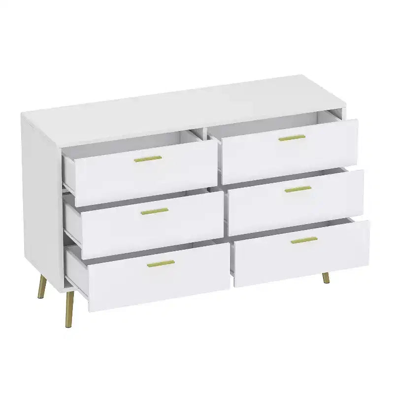 Commode moderne Famapy avec 6 tiroirs, unité de rangement élégante, pour la chambre et le salon