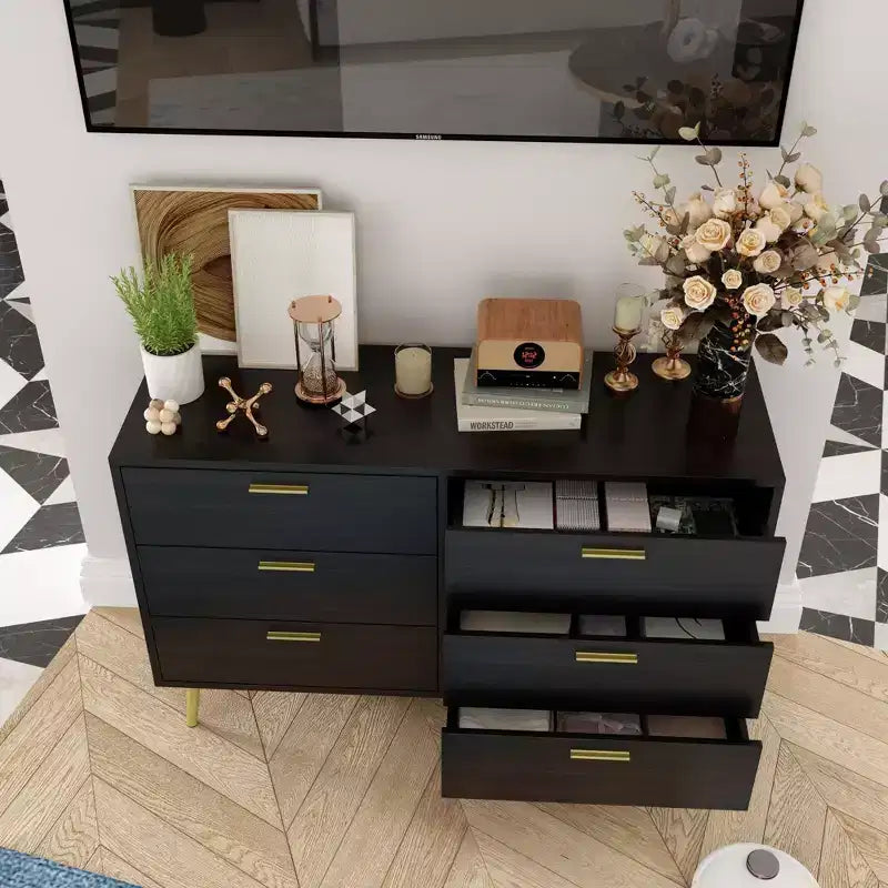 Commode moderne Famapy avec 6 tiroirs, unité de rangement élégante, pour la chambre et le salon
