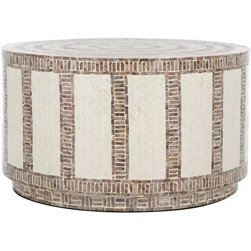 Keary Round Coffee Table - White/Gold - Safavieh